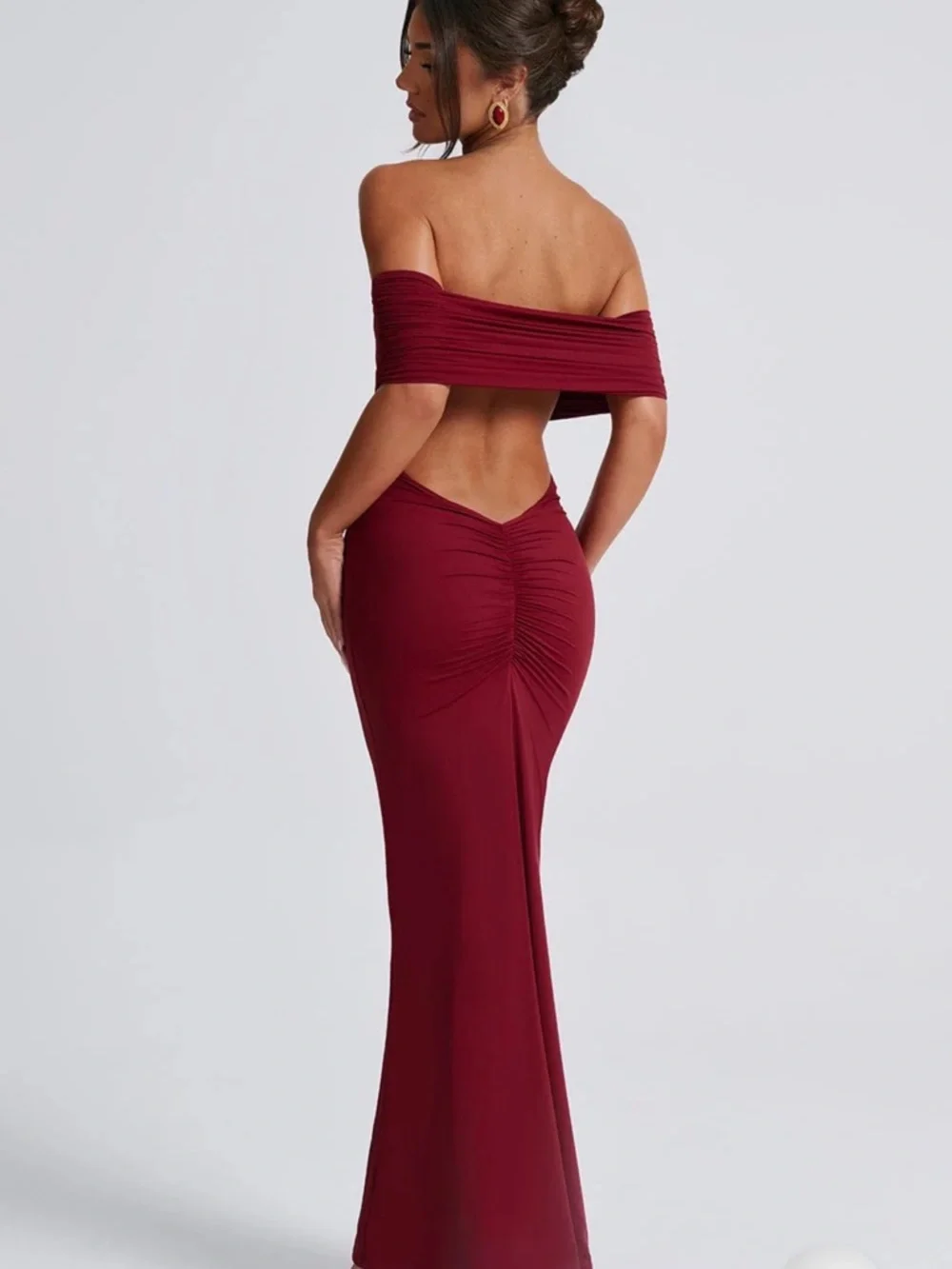 Strapless Burgundy Ruched Maxi Dress-Babyboo Fashion- Never worn/NWT - Picture 3 of 3